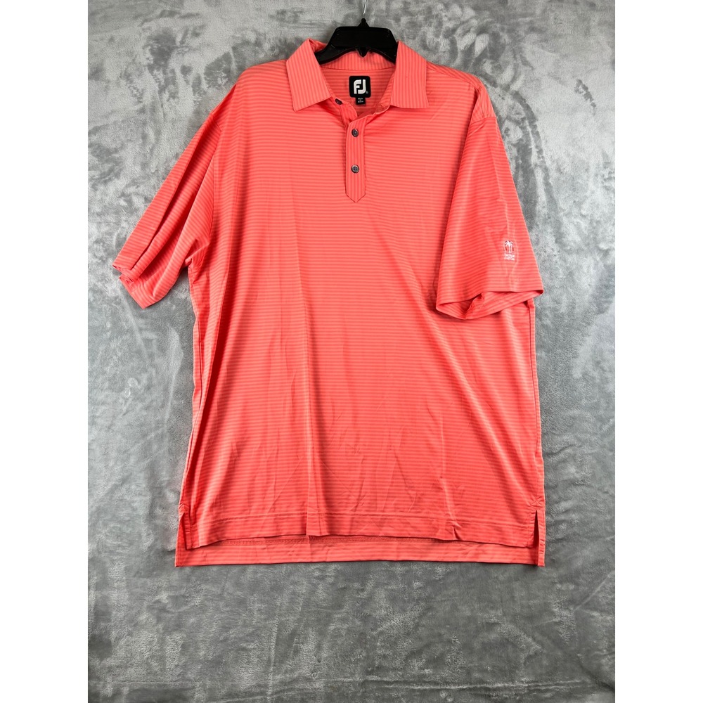 FootJoy FJ Coral Stripe Golf Polo Shirt Mens XL Short Sleeve The Palms Golf club